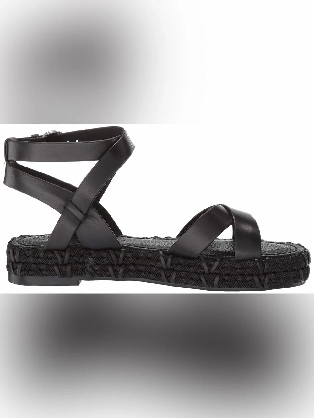 Sigerson Morrison Jacky Black Leather Espadrille Platform Sandals